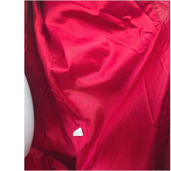 VTG Siena New York Red Leather Swing Coat Mandarin Collar 2 Gold Buttons Small - Picture 5 of 12